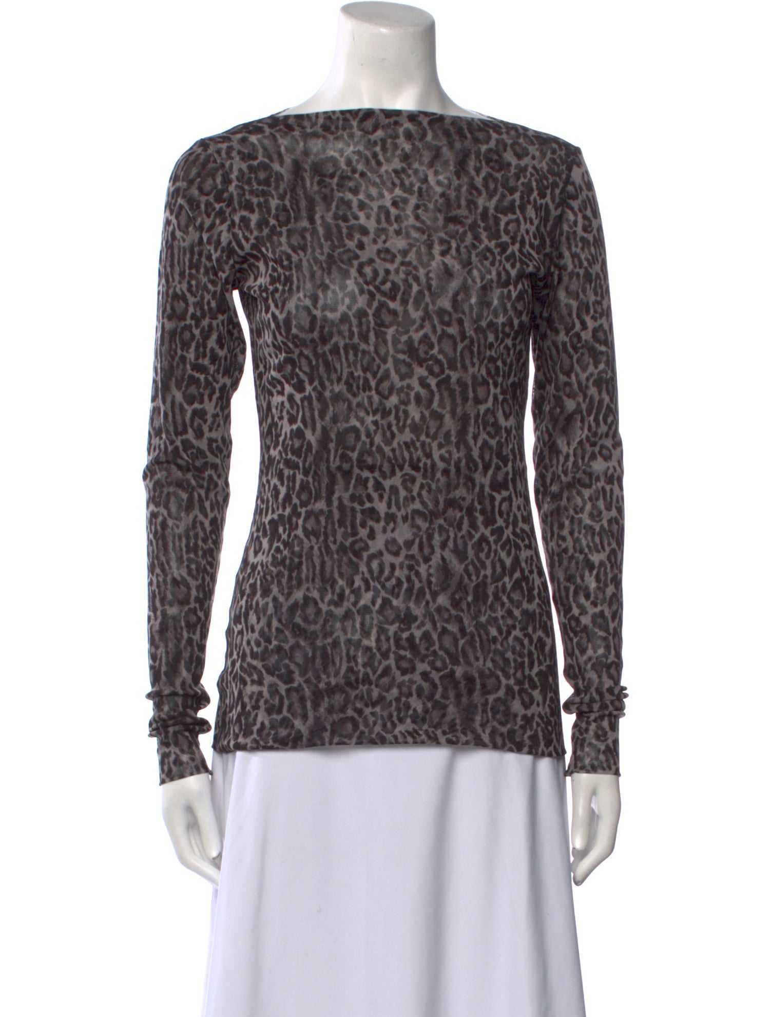 Peter Cohen Animal Print Bateau Neckline Top