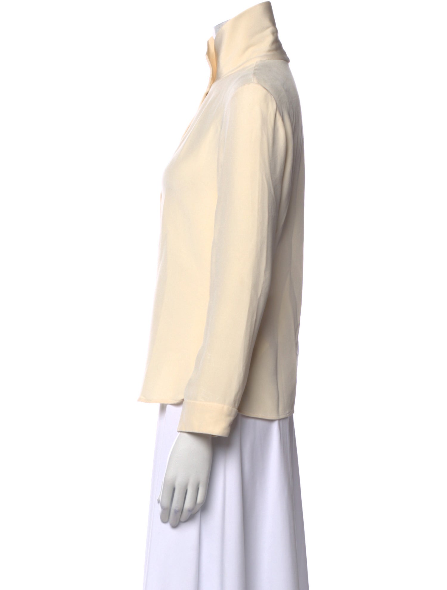 Peter Cohen Silk Mock Neck Button-Up Top