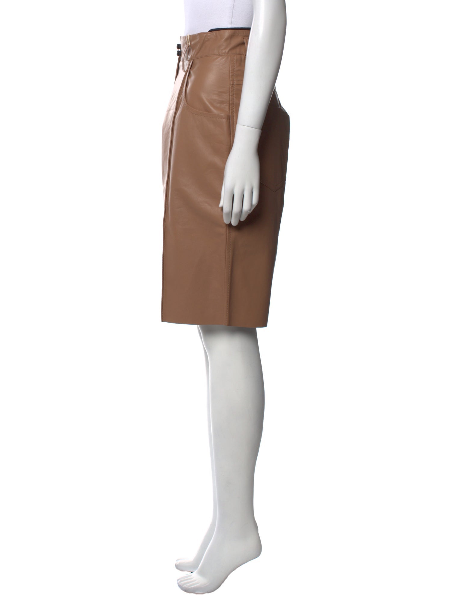 Petar Petrov Lamb Leather KneeLength Shorts Brown, 14.25" Rise