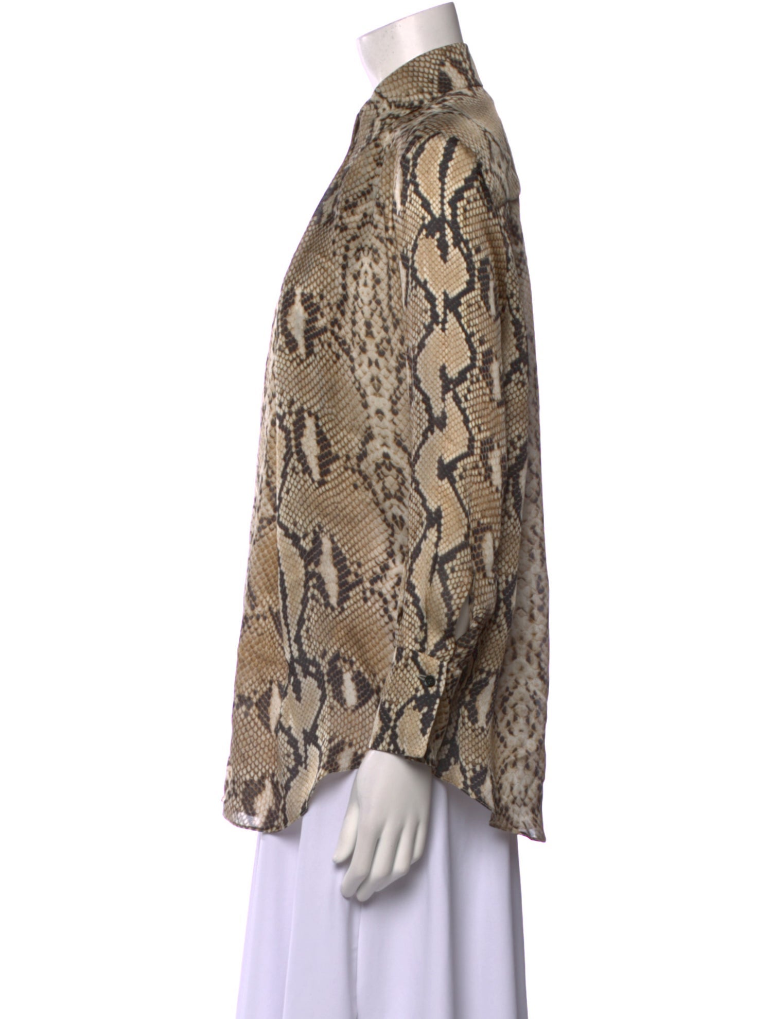 Petar Petrov Silk Animal Print Button-Up Top