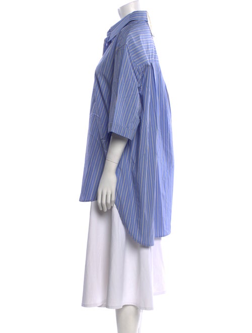 Petar Petrov Striped Three-Quarter Sleeve Button-Up Top