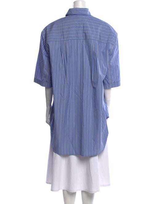 Petar Petrov Striped Three-Quarter Sleeve Button-Up Top