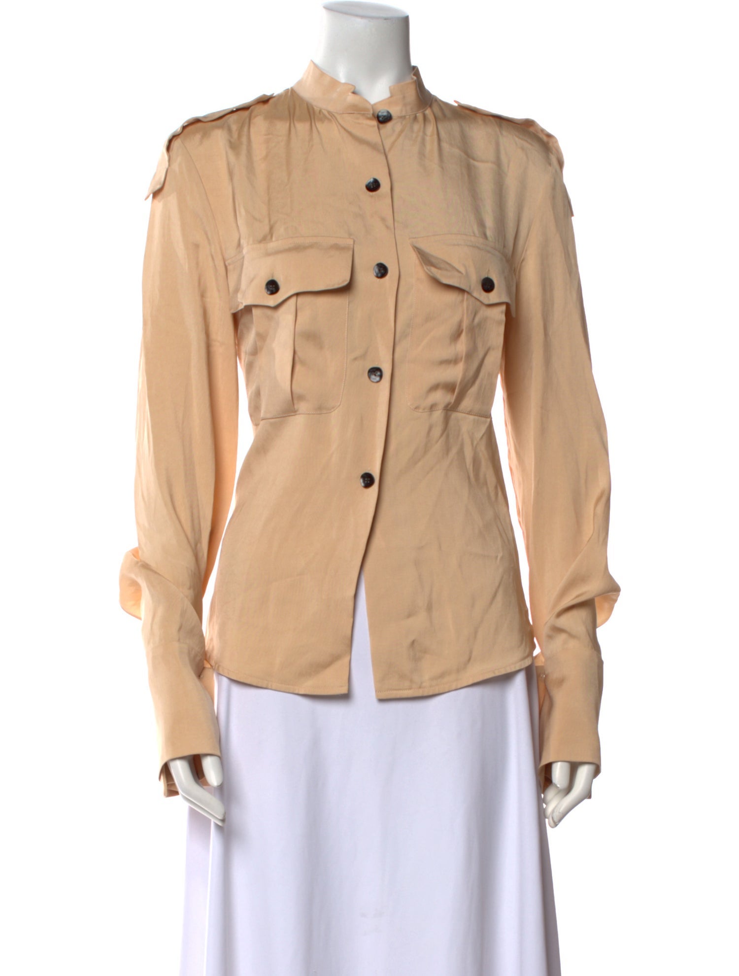 Petar Petrov Mock Neck Long Sleeve Button-Up Top w/ Tags