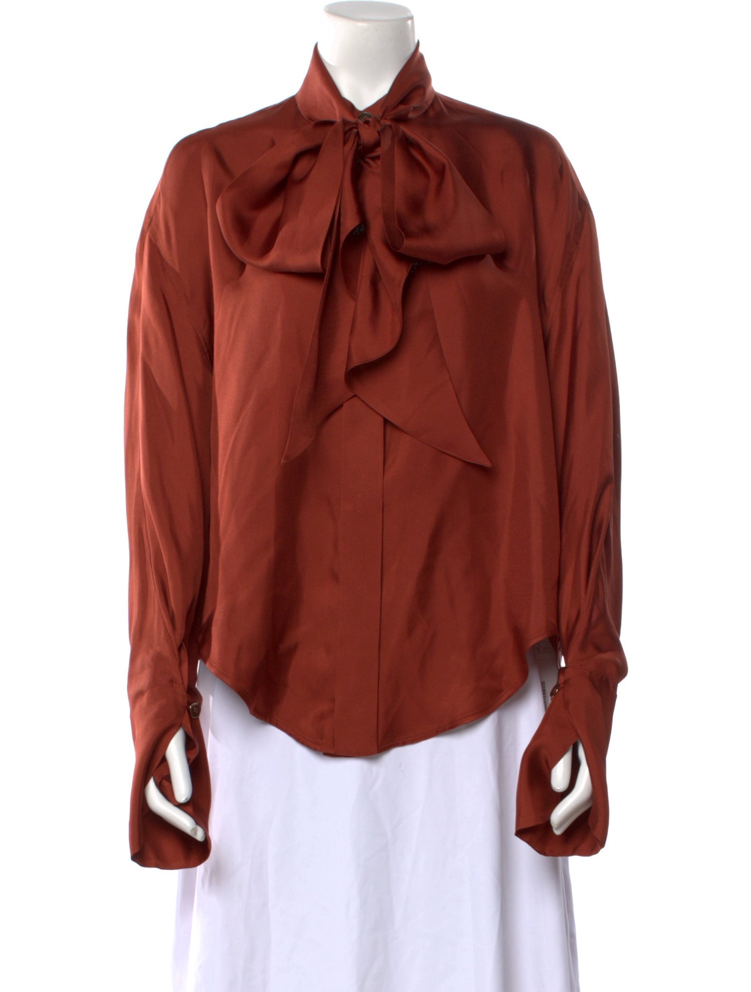 Petar Petrov Silk Tie Neck Button-Up Top