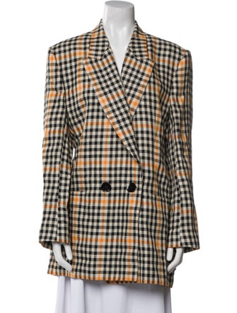 Petar Petrov Linen Plaid Print Blazer