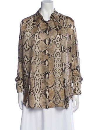 Petar Petrov Silk Animal Print Button-Up Top