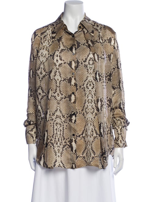 Petar Petrov Silk Animal Print Button-Up Top