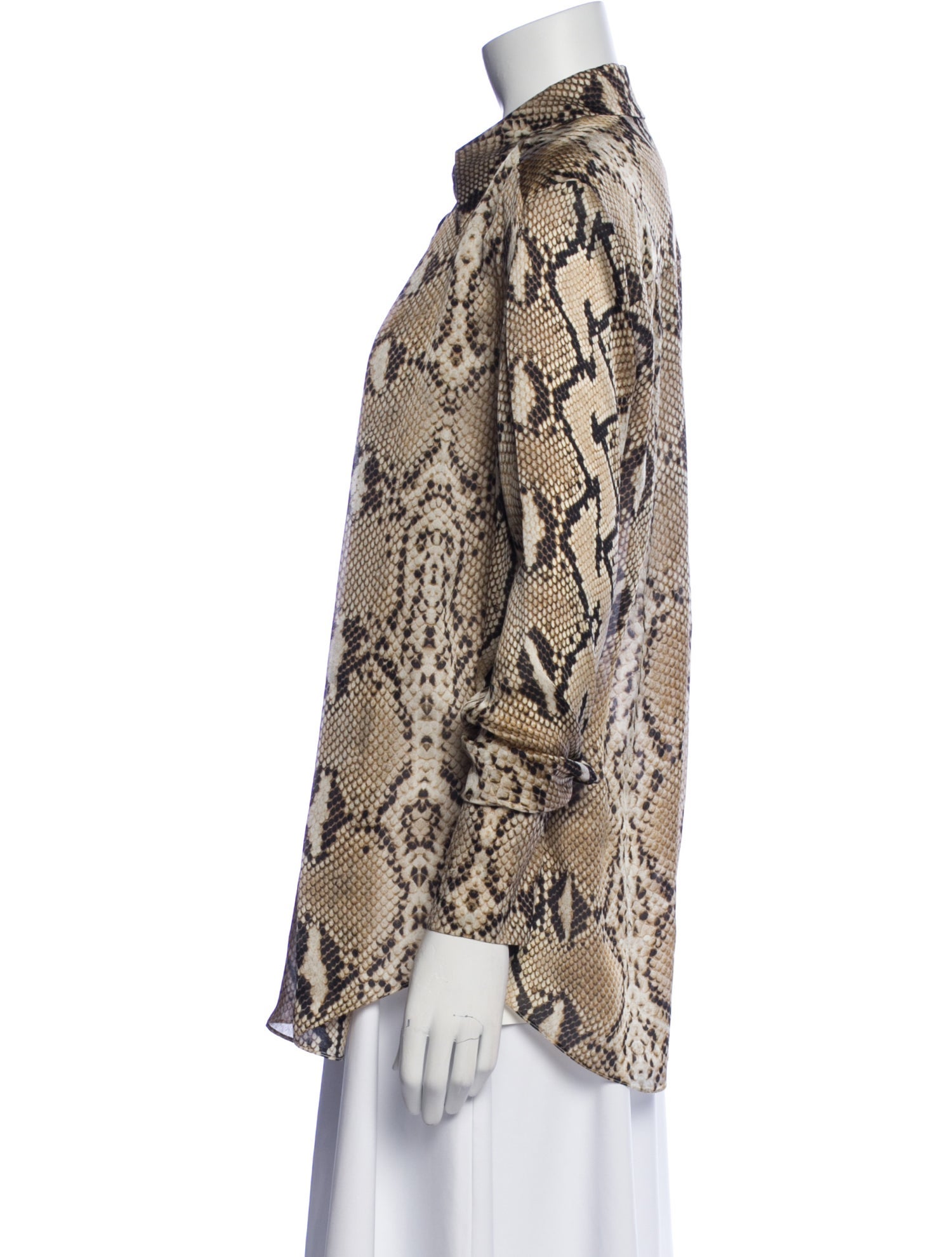 Petar Petrov Silk Animal Print Button-Up Top