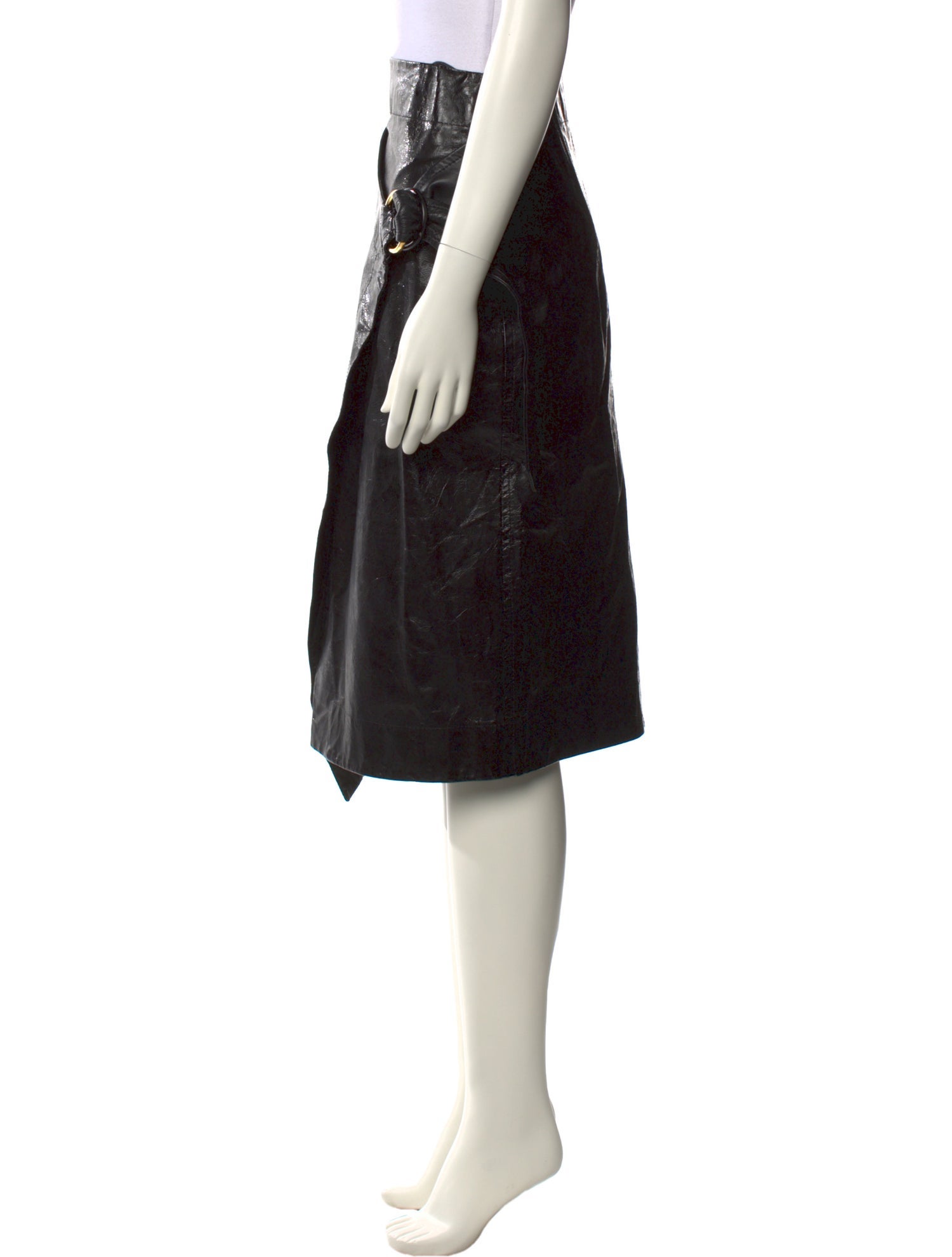 Petar Petrov Leather Knee-Length Skirt