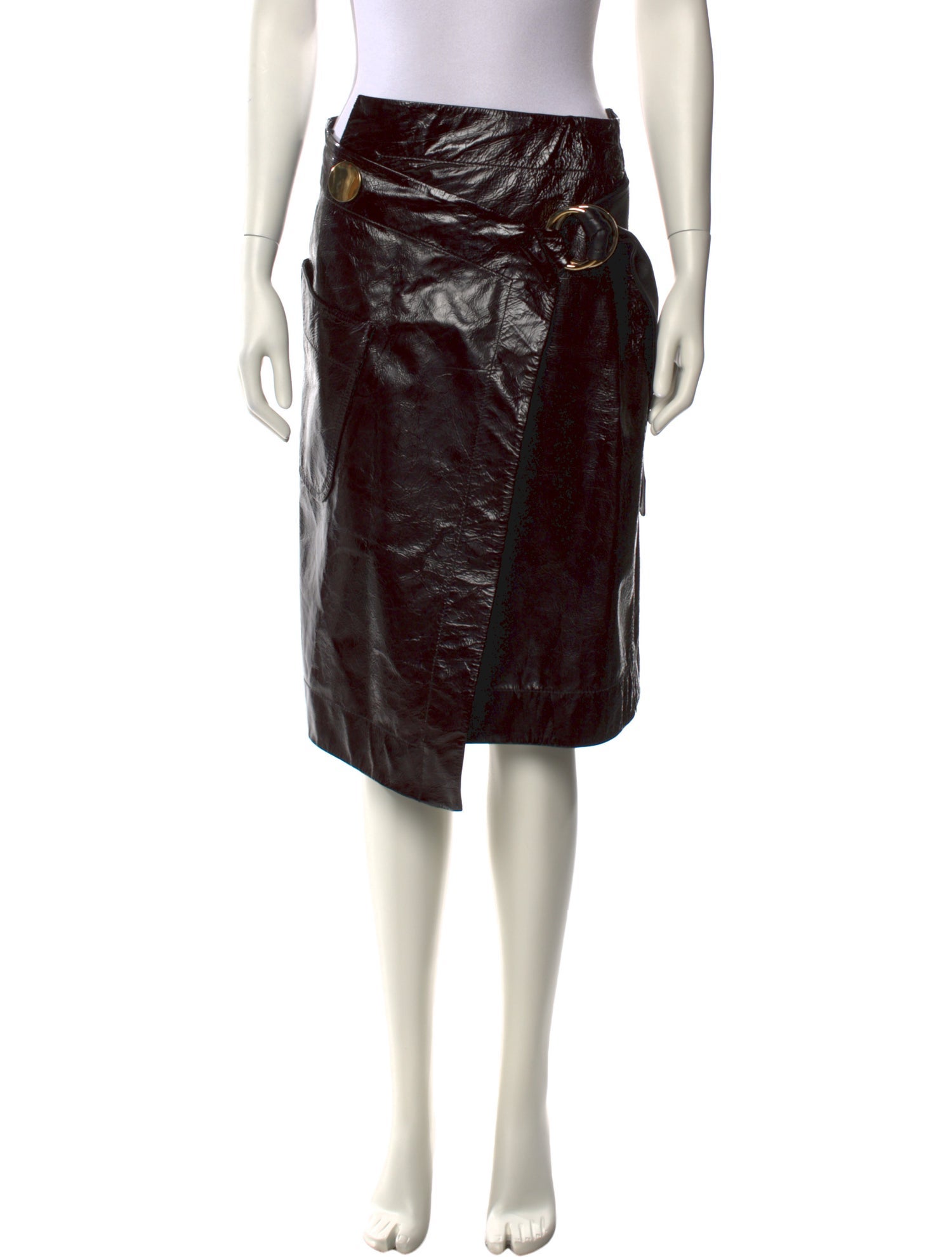 Petar Petrov Leather Knee-Length Skirt