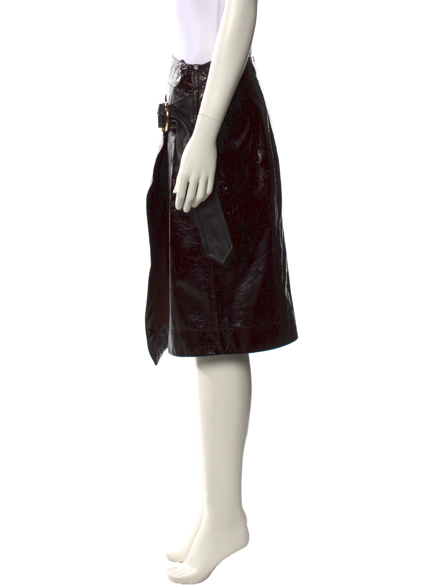 Petar Petrov Leather Knee-Length Skirt