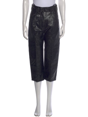 Pre-owned Petar Petrov Leather Straight Leg Pants In Black