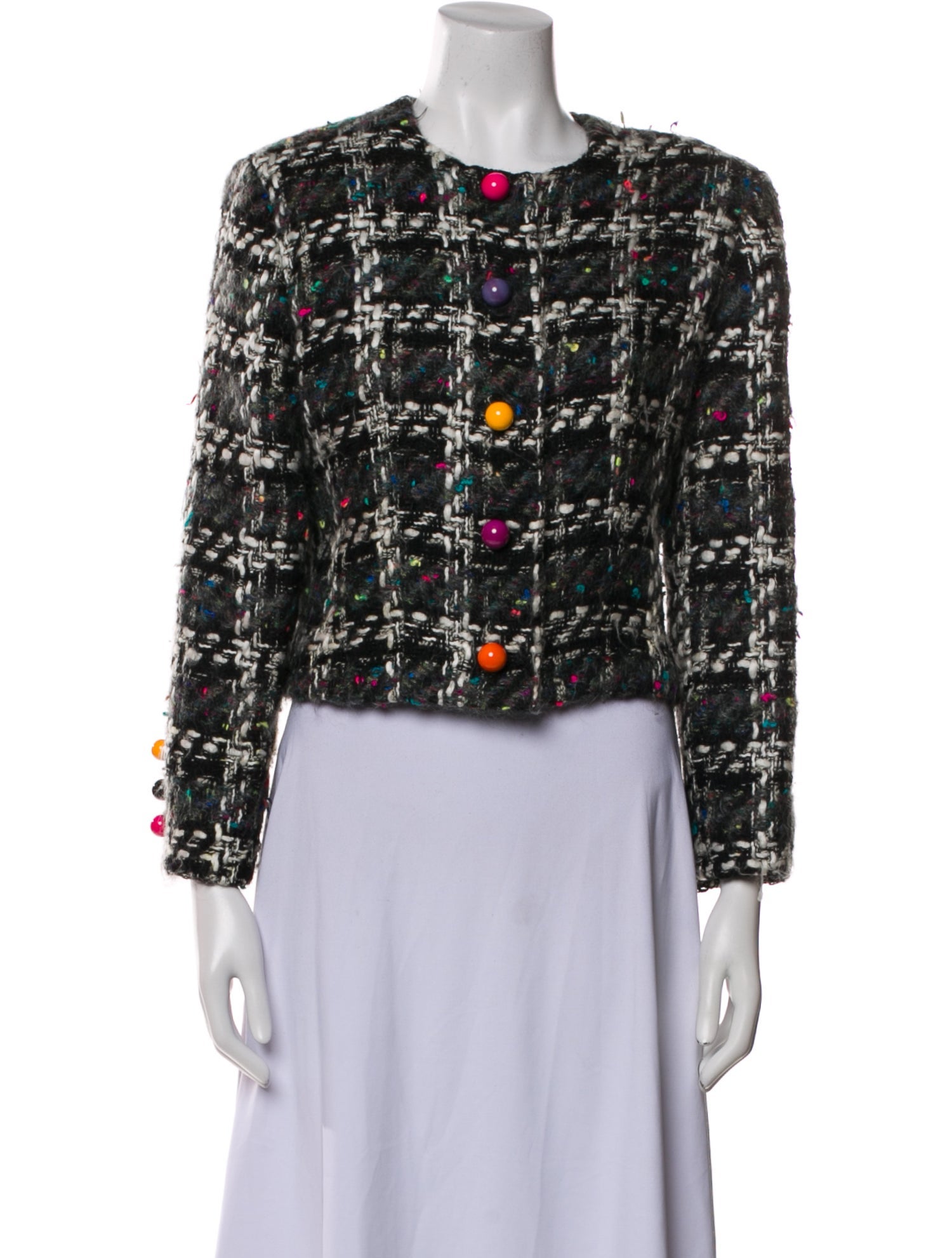 Patrick Kelly Wool Plaid Print Evening Jacket