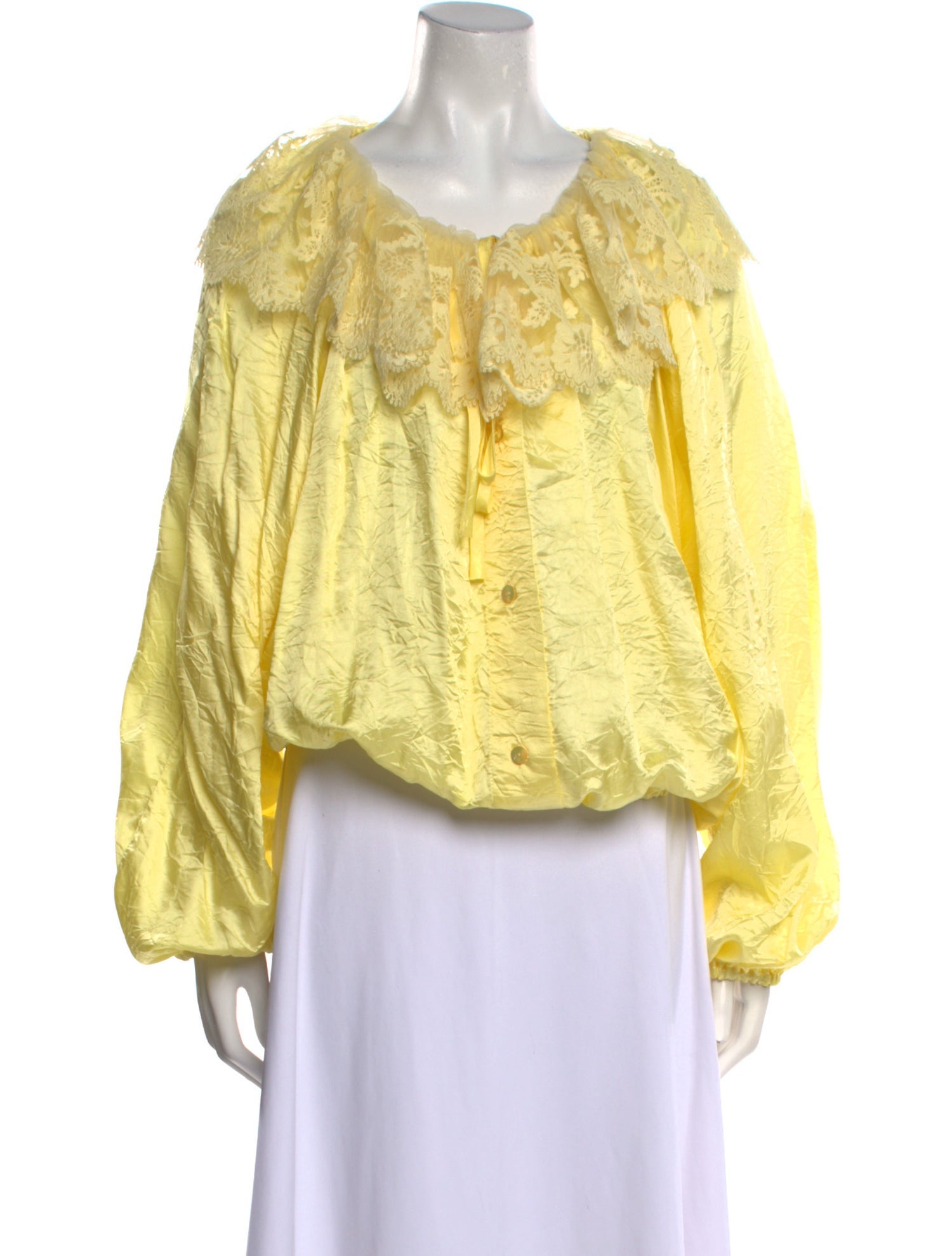 Patou Scoop Neck Long Sleeve Button-Up Top