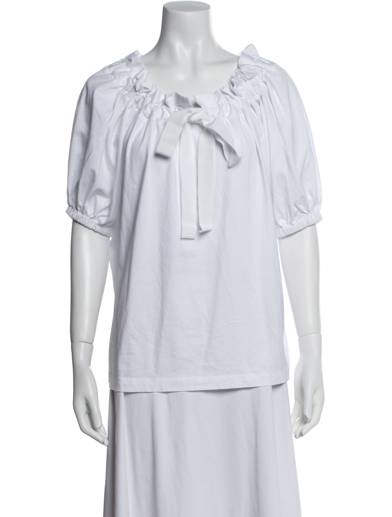Patou Tie Neck Short Sleeve Blouse