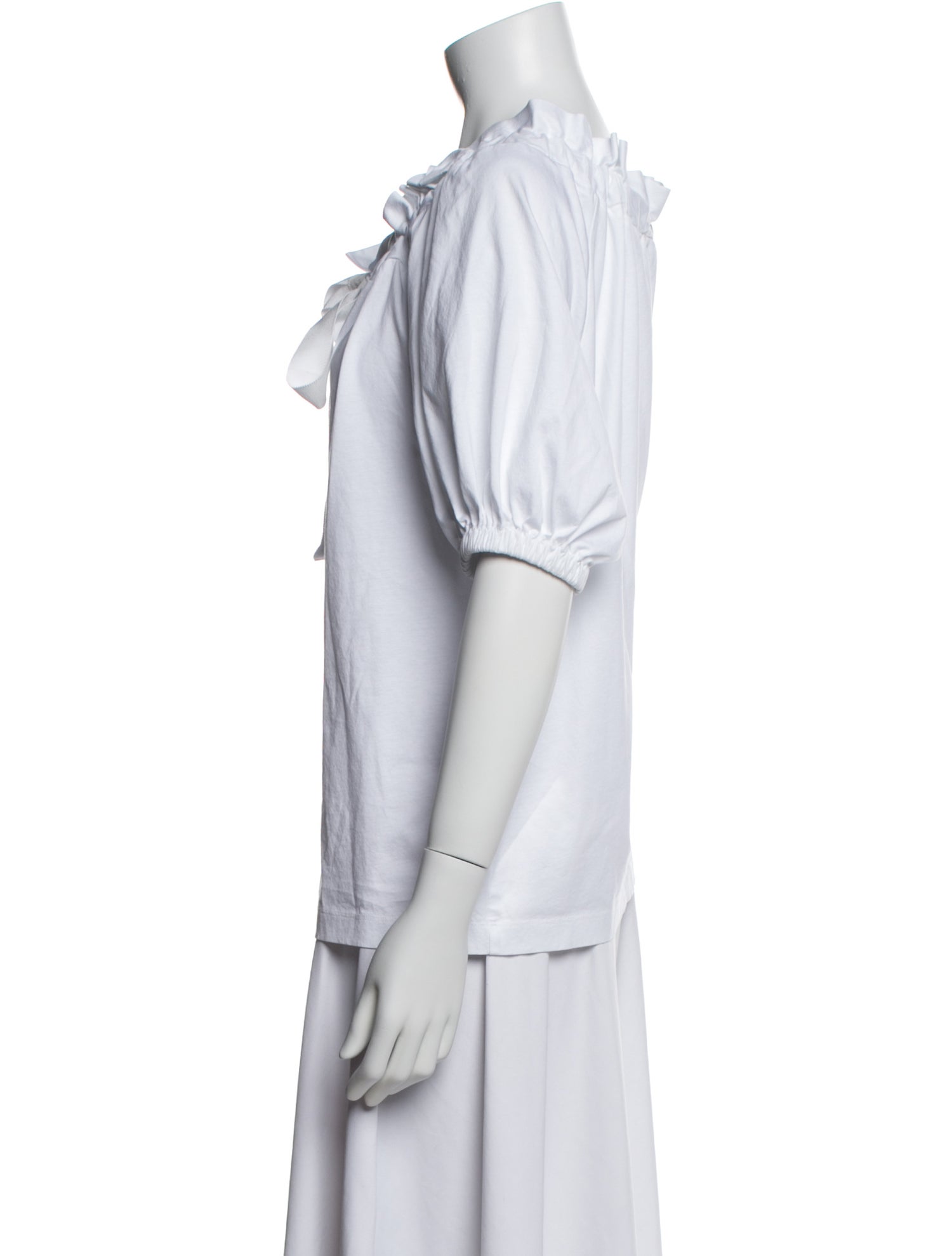 Patou Tie Neck Short Sleeve Blouse