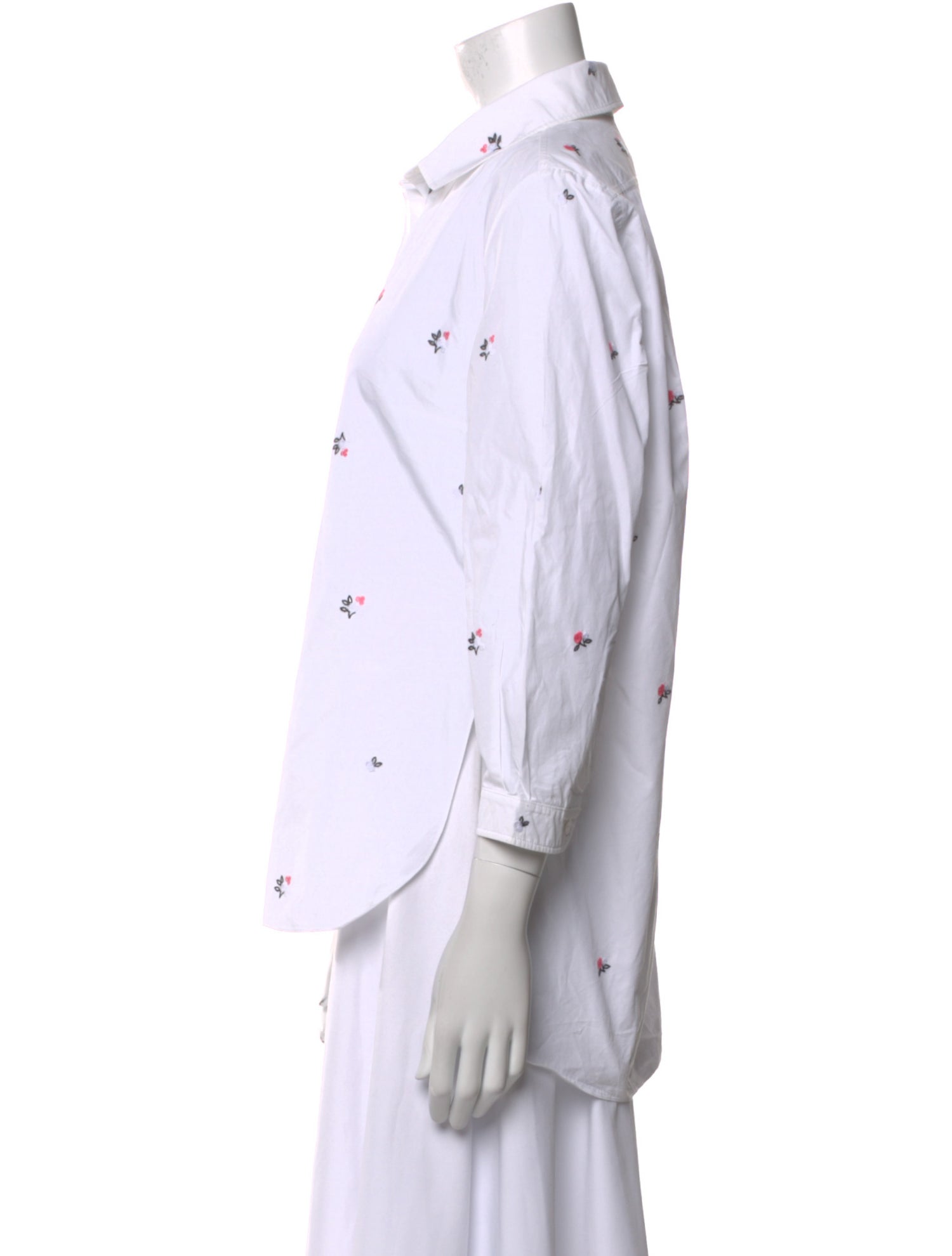 Patou Printed Three-Quarter Sleeve Button-Up Top