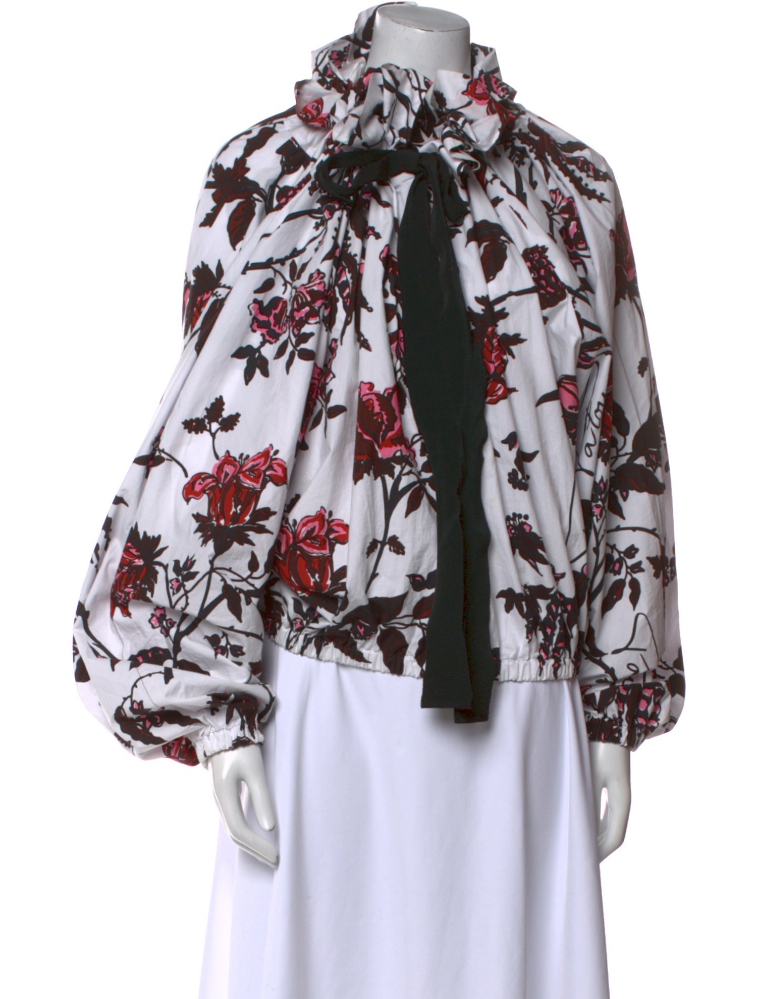 Patou Floral Print Mock Neck Blouse