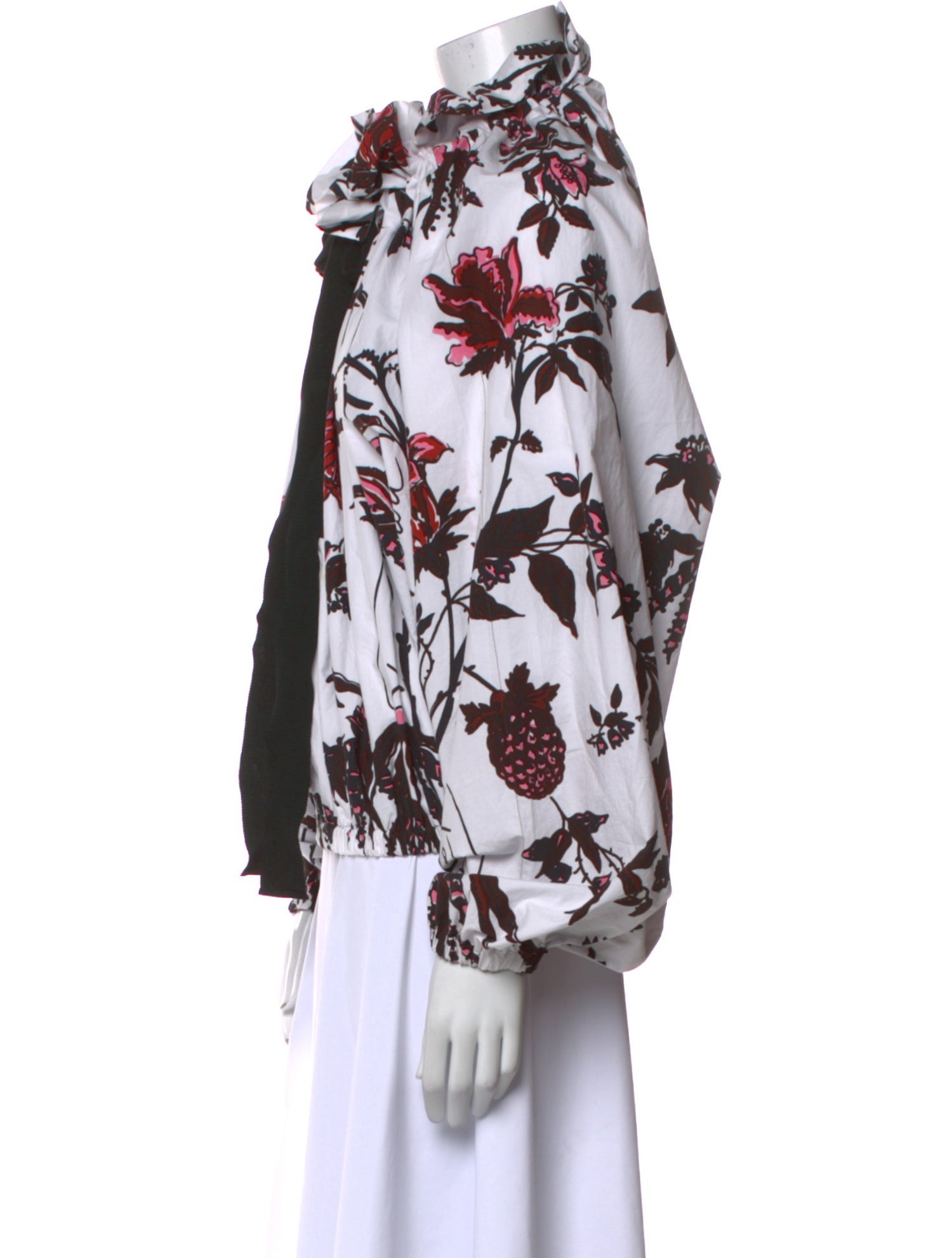 Patou Floral Print Mock Neck Blouse