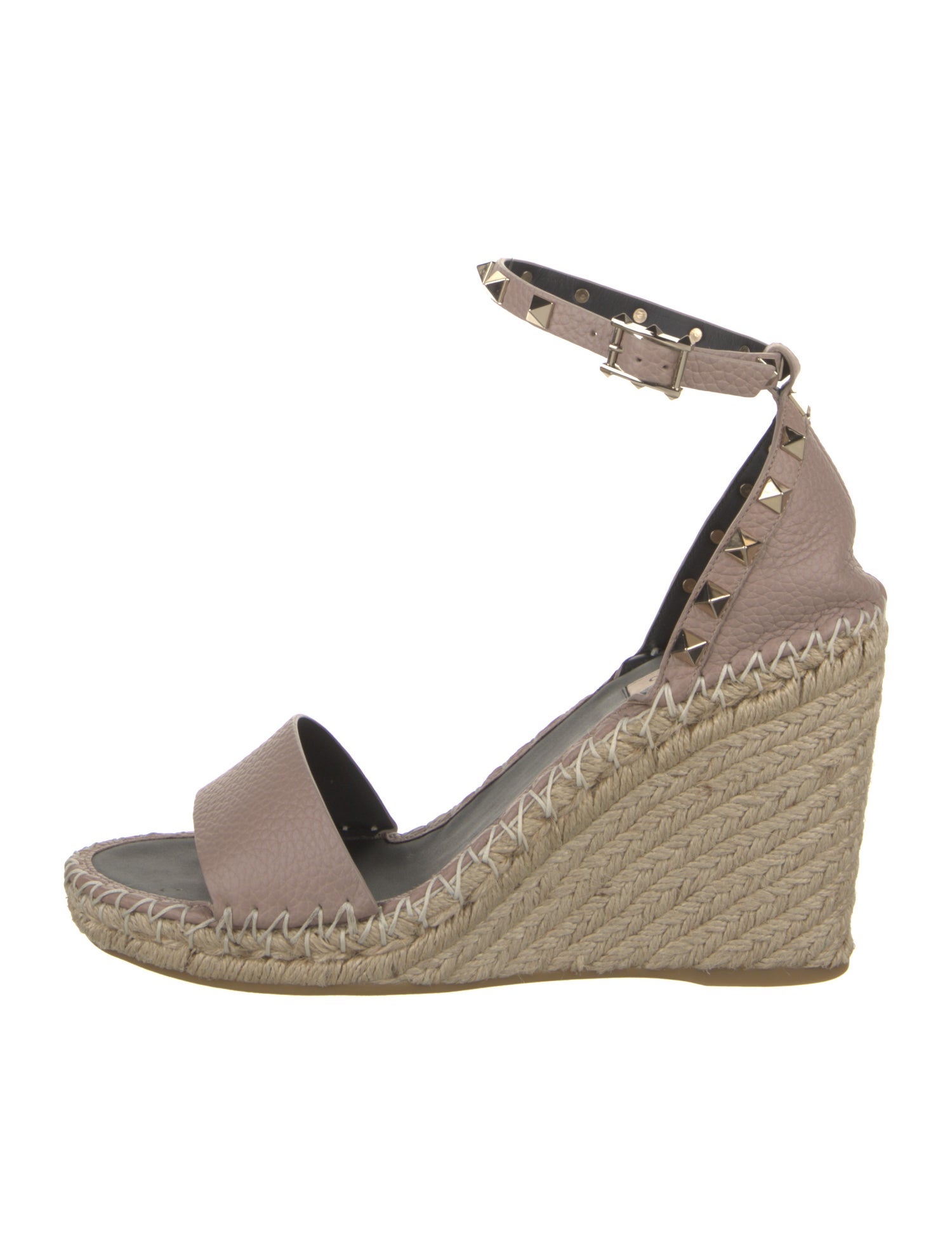 Valentino Leather Studded Accents Espadrilles