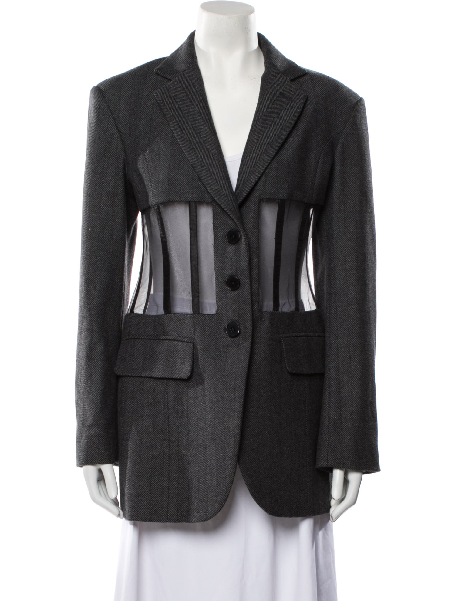 Puppets and Puppets Wool Tweed Pattern Blazer