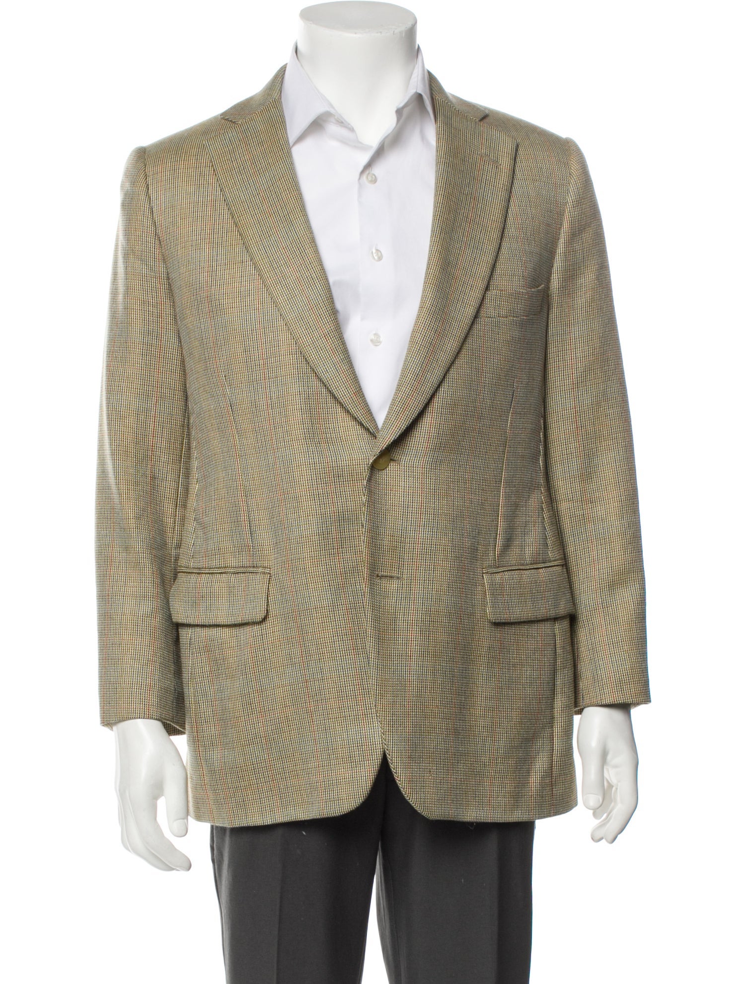 Paul Stuart Wool Plaid Print Blazer