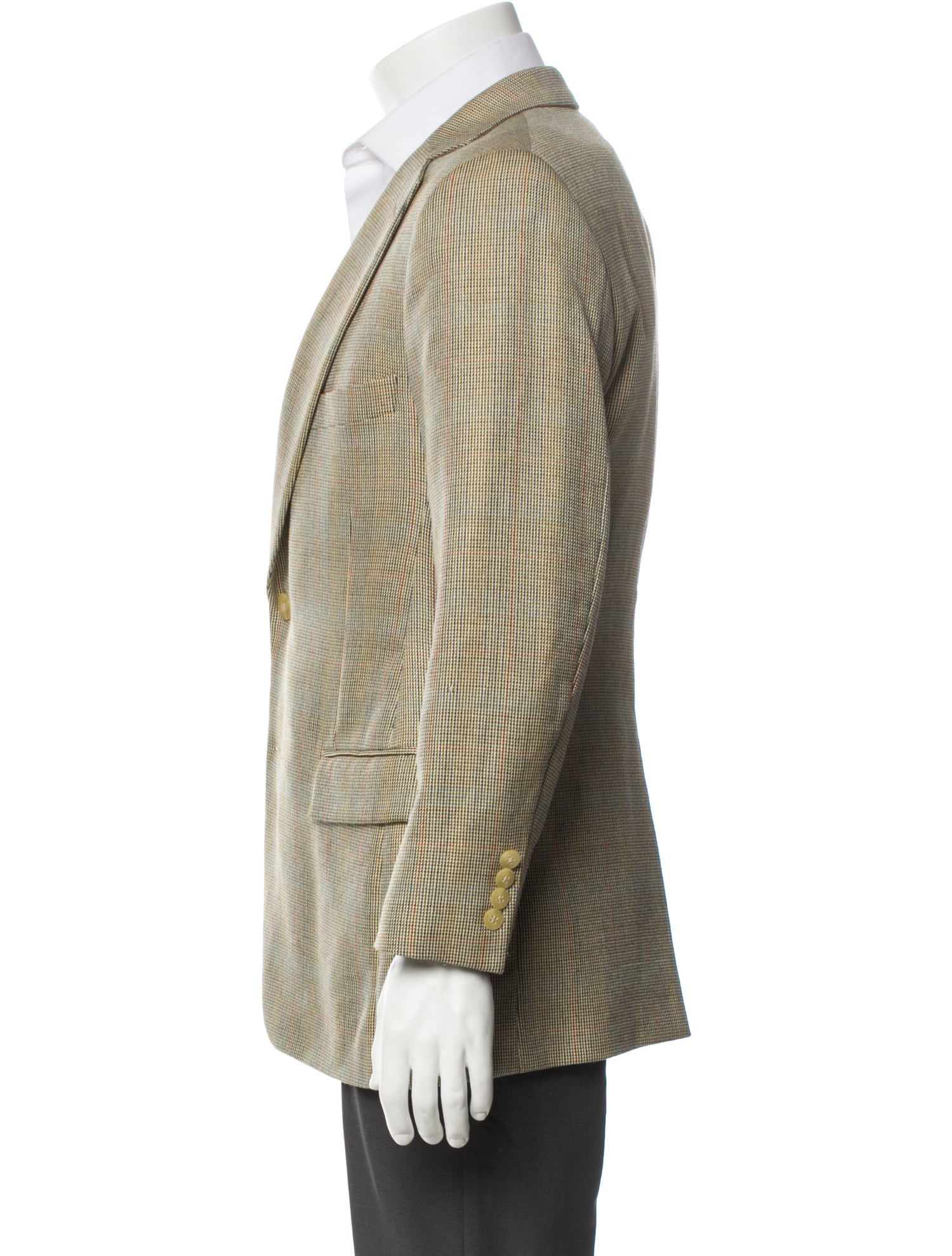 Paul Stuart Wool Plaid Print Blazer