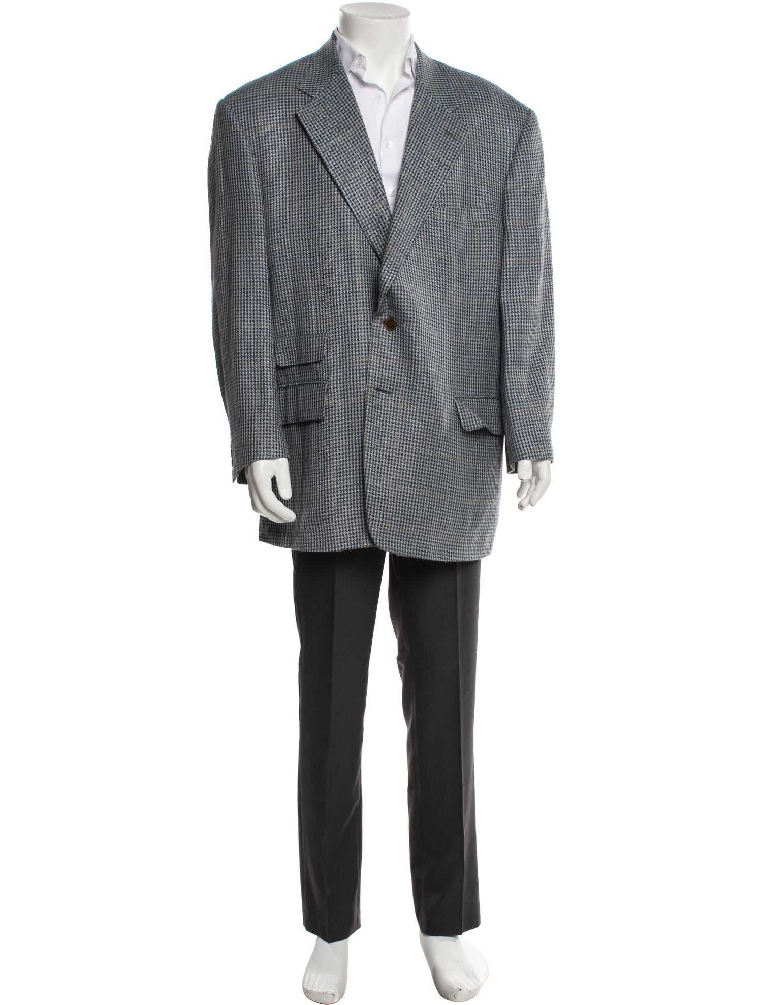 Paul Stuart Silk Houndstooth Print Blazer