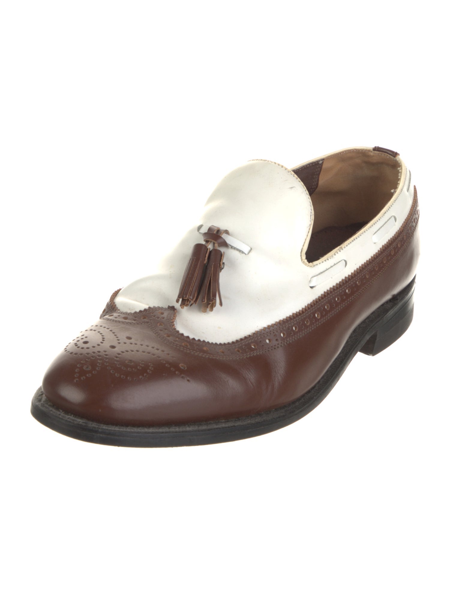 Paul Stuart Leather Lasercut Accents Dress Loafers