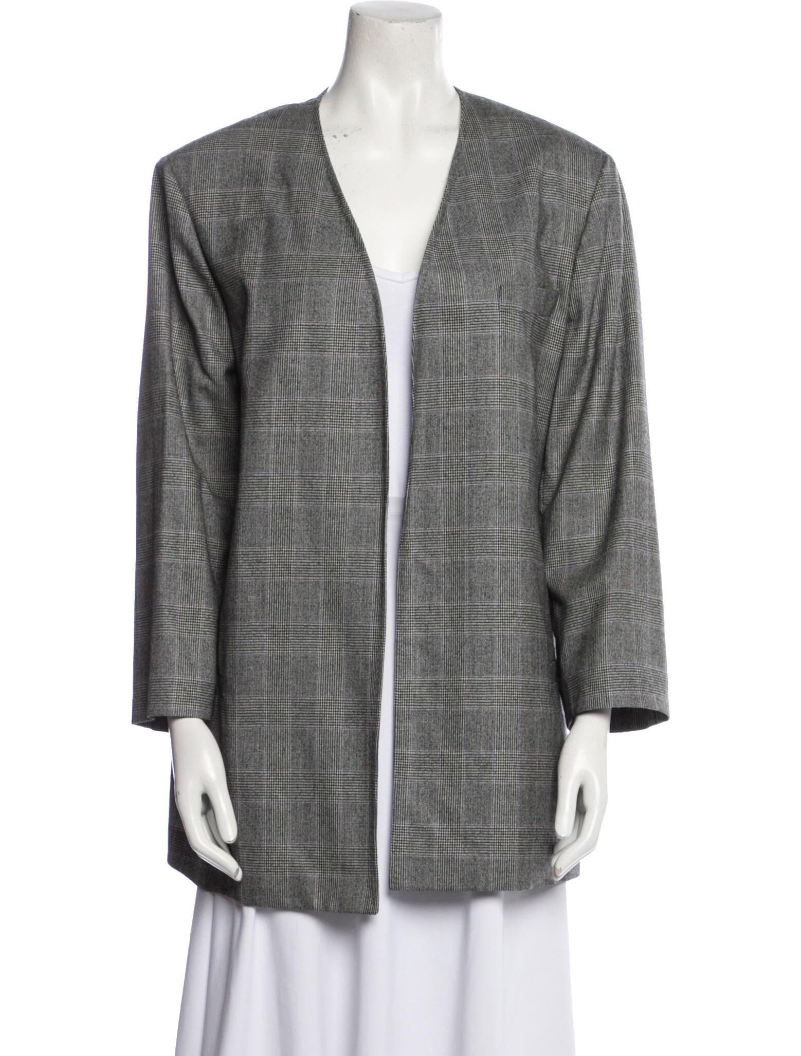 Paul Stuart Wool Plaid Print Blazer