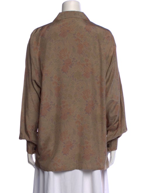 Paul Stuart Silk Long Sleeve Button-Up Top