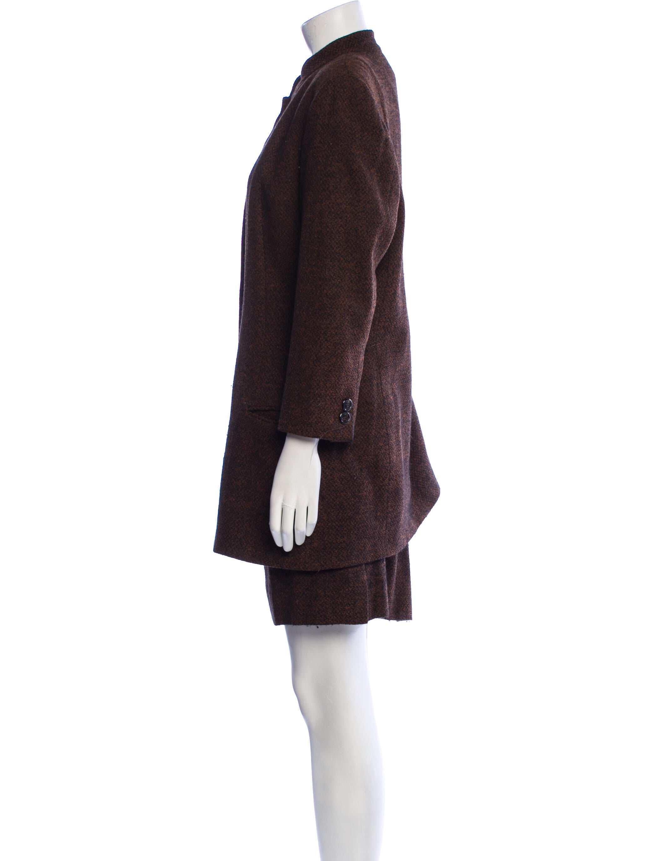 Paul Stuart Wool Tweed Pattern Skirt Suit