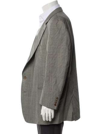 Paul Stuart Wool Plaid Print Blazer