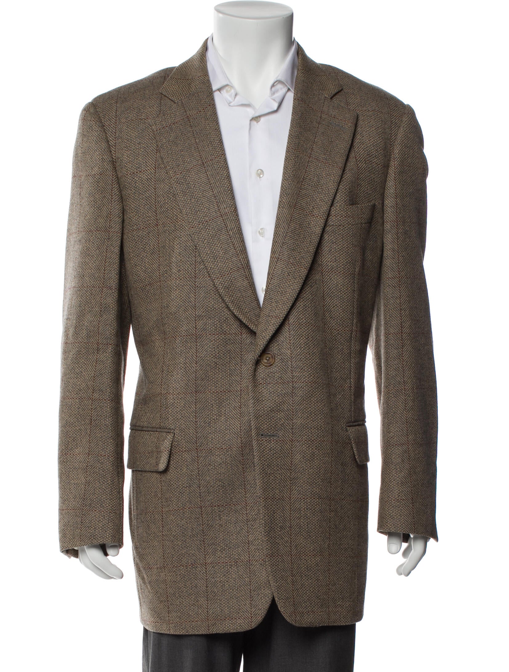 Paul Stuart Wool Plaid Print Blazer