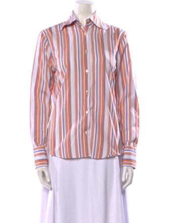 Paul Stuart Striped Long Sleeve Button-Up Top