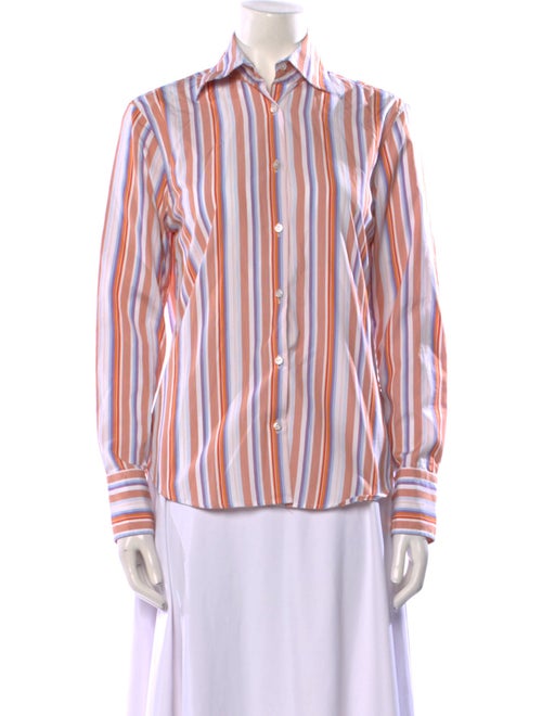 Paul Stuart Striped Long Sleeve Button-Up Top