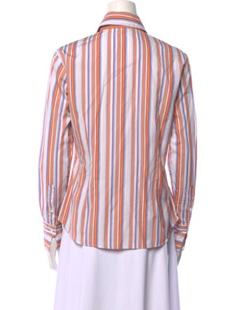 Paul Stuart Striped Long Sleeve Button-Up Top