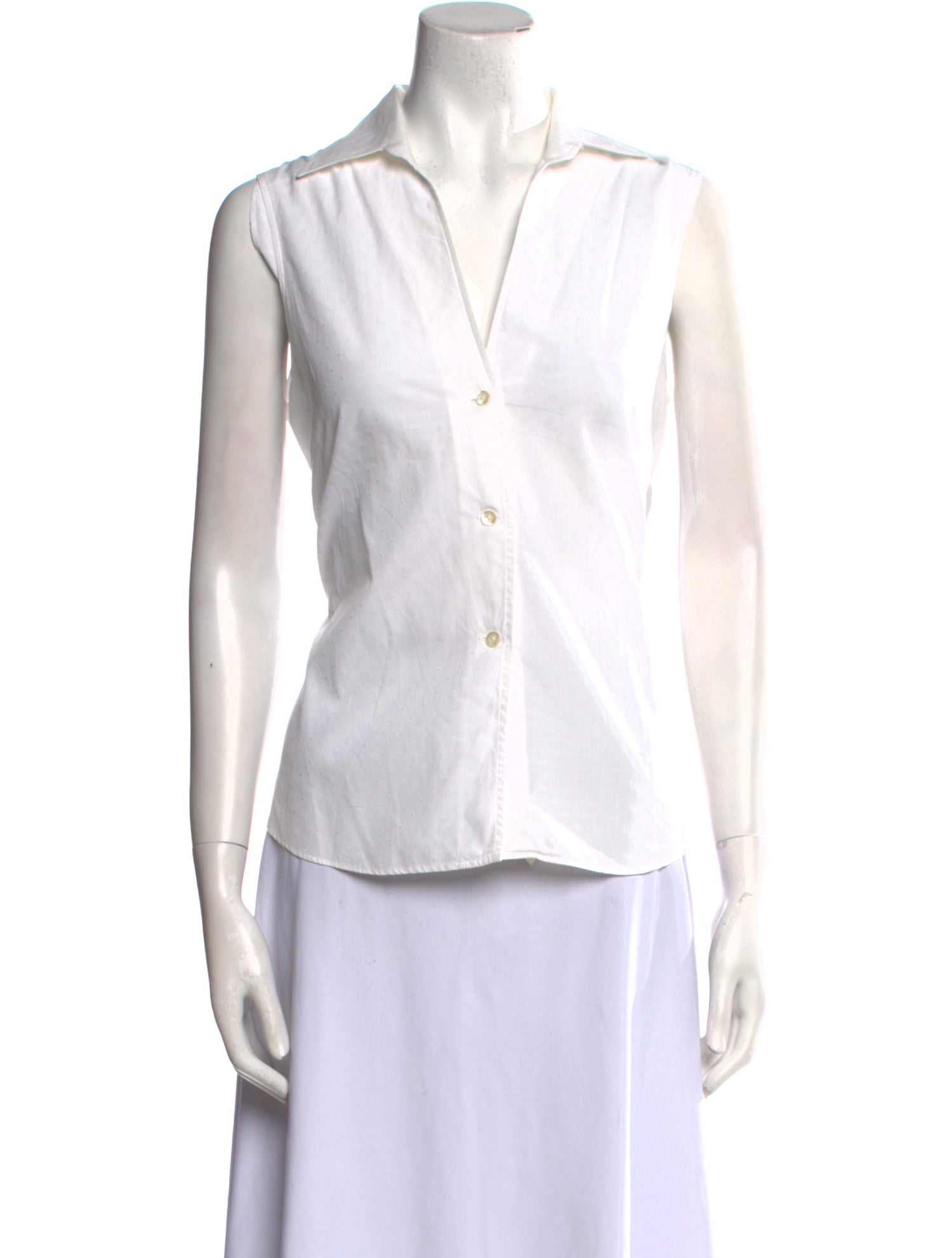 Paul Stuart V-Neck Sleeveless Button-Up Top
