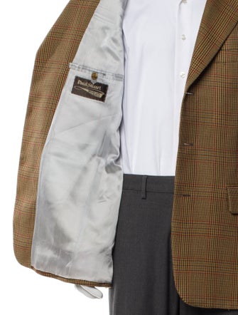 Paul Stuart Wool Plaid Print Blazer
