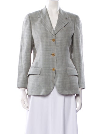Paul Stuart Wool Plaid Print Blazer