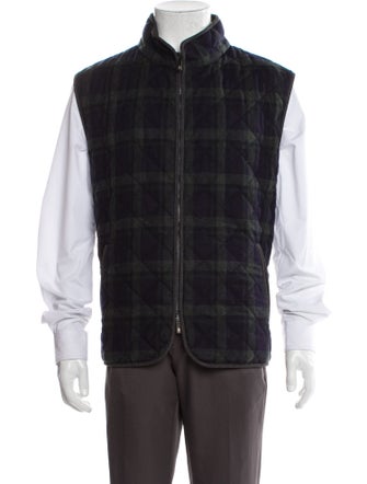 Paul Stuart Wool Plaid Print Vest