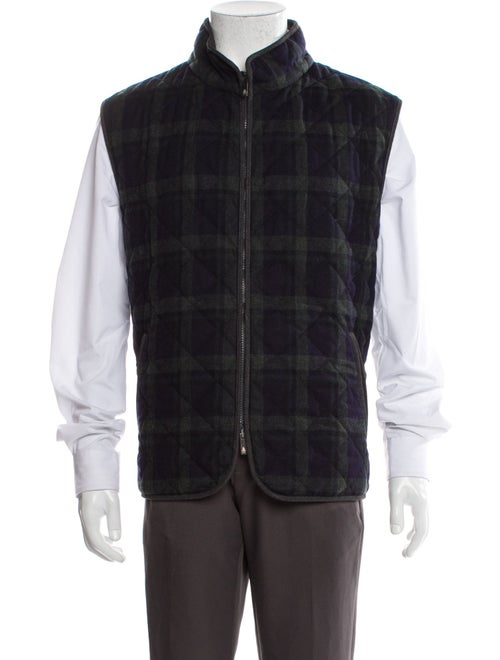 Paul Stuart Wool Plaid Print Vest