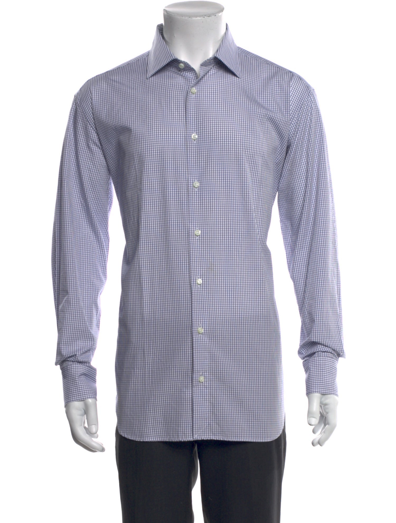 Paul Stuart Plaid Print Long Sleeve Dress Shirt