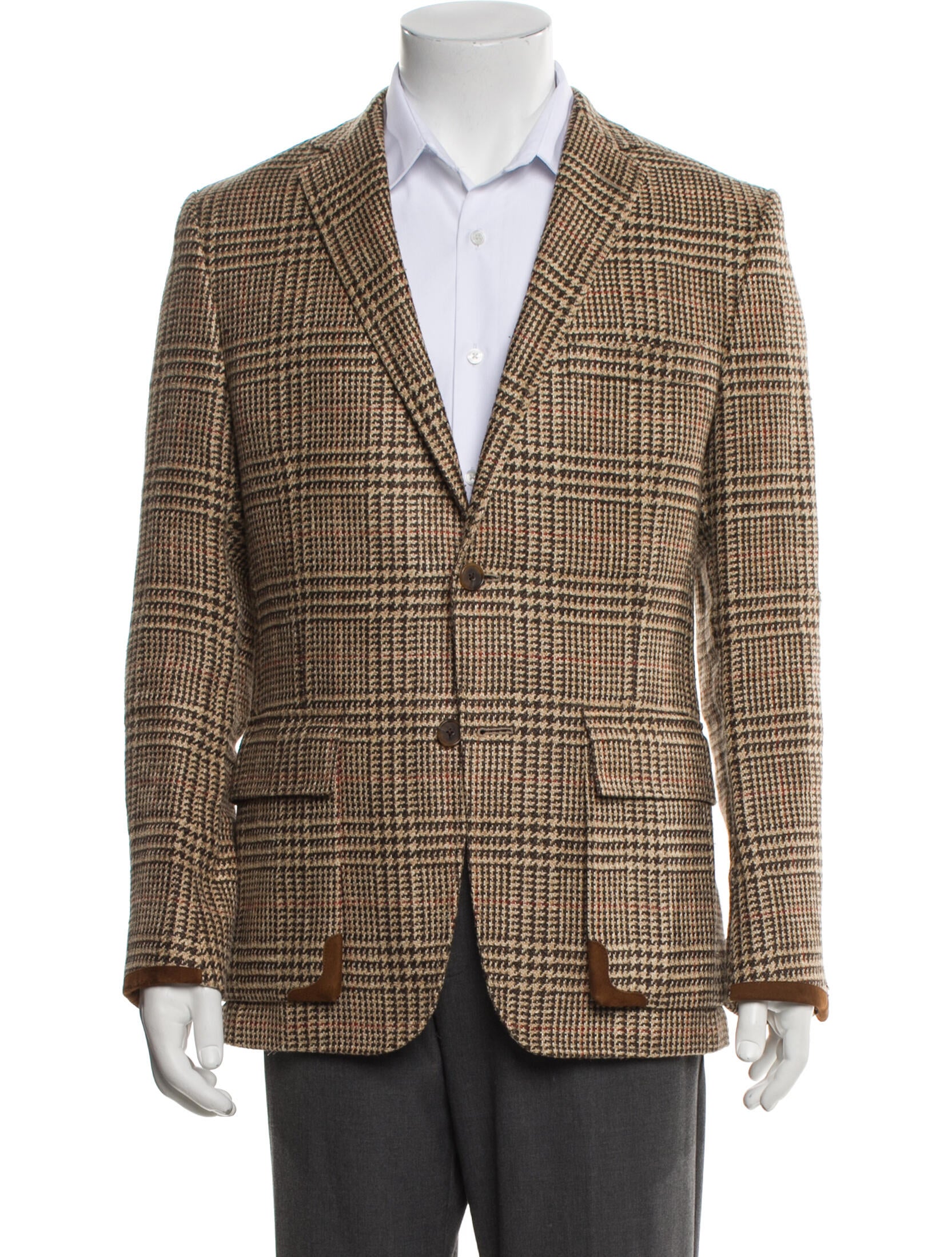 Paul Stuart Linen Houndstooth Print Blazer