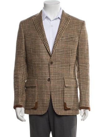 Paul Stuart Linen Houndstooth Print Blazer
