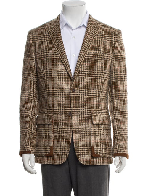 Paul Stuart Linen Houndstooth Print Blazer