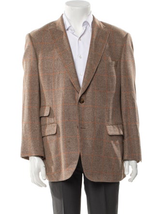 Paul Stuart Wool Plaid Print Blazer