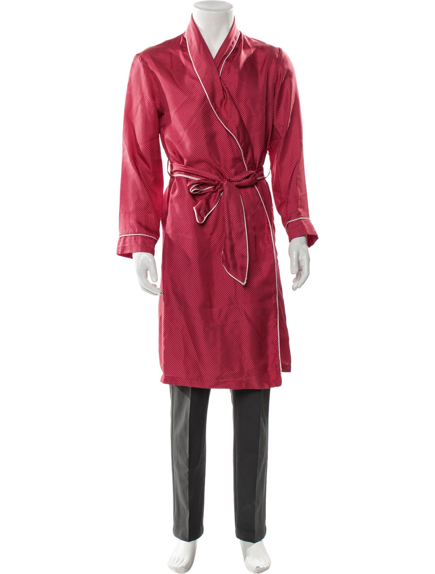 Paul Stuart Silk Polka Dot Print Robe