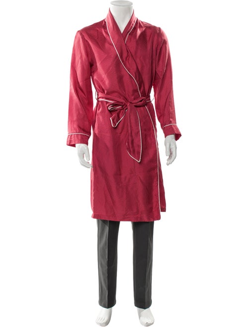 Paul Stuart Silk Polka Dot Print Robe