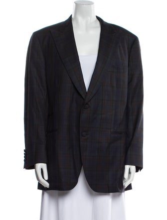 Paul Stuart Wool Plaid Print Blazer